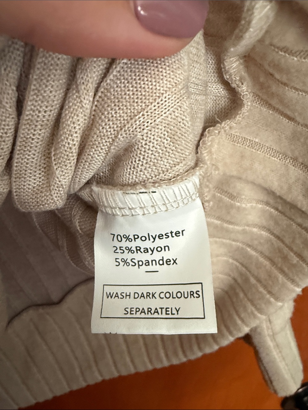 Cream Ribbed V-Neck Sweater - Picture 3 of 6